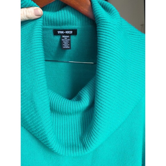 Spring + Mercer Women's 3X Plus Bright Green Cowl Neck Sweater Half Sleeve Flow - Picture 9 of 11